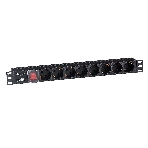Блок розеток горизонтальный ExeGate ServerPro PDU-19H801 Al-8S-C14-SW, 19', 1U, Алюминий, 8 Schuko, С14, выкл. с подсветкой, черный, фото 1