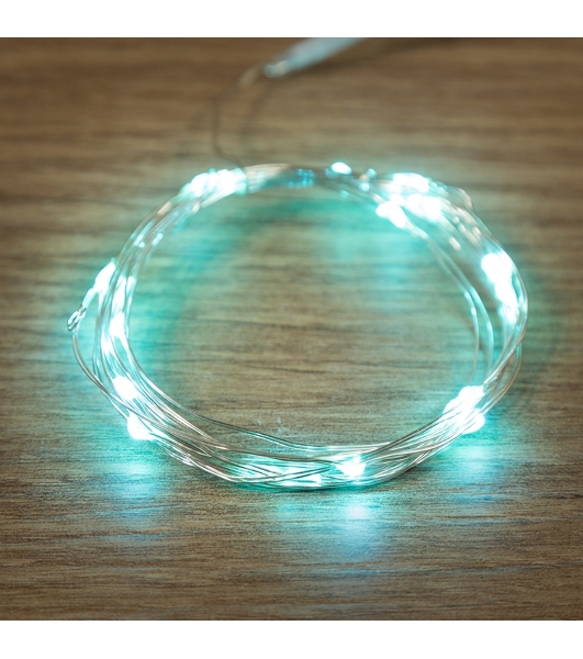 Гирлянда светодиодная Neon-night Роса 2м, 20 LED, БИРЮЗОВЫЙ, IP20, тонкий батарейный блок, 2хCR2032 в комплекте