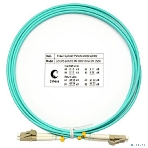 Коммутационный шнур оптический Cabeus Tight Buffer, Duplex LC/LC, OM3 50/125, LSZH, 2м, d= 3мм, серый хвостовик, аква, фото 1