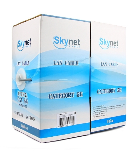 Кабель SkyNet Standart FTP indoor 2x2x0,48, медный, FLUKE TEST, кат.5e, однож., 305 м, box, серый
