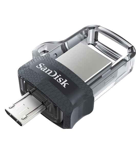 Флешка USB 64 Gb SanDisk Ultra Android Dual OTG, m3.0/USB 3.0, черный