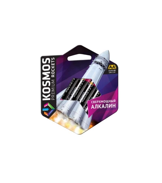 Элемент питания Космос алкалиновый AA/LR6 Kosmos premium ROCKETS (блист.4шт)