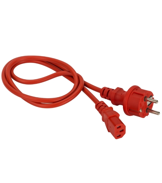 Шнур питания Lanmaster C13-Schuko прямая, 3х0.75, 220В, 10А, красный, 1 метр