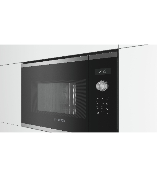 Встраиваемая микроволновая печь Bosch BFL554MS0 нержавеющая сталь/черный, 25 л, 900 Вт, переключатели - поворотный механизм/сенсор
