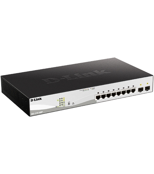 Коммутатор D-Link DGS-1210-10MP/F1A, 8×1 Гбит/с + 2×1 Гбит/с SFP, настраиваемый