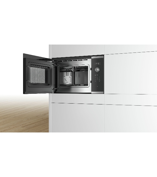 Встраиваемая микроволновая печь Bosch BFL554MS0 нержавеющая сталь/черный, 25 л, 900 Вт, переключатели - поворотный механизм/сенсор