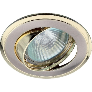 Светильник литой пов. ЭРА C0043708 KL22 А SN/G 'двойной контур' MR16,12V/220V, 50W сатин никель/золото