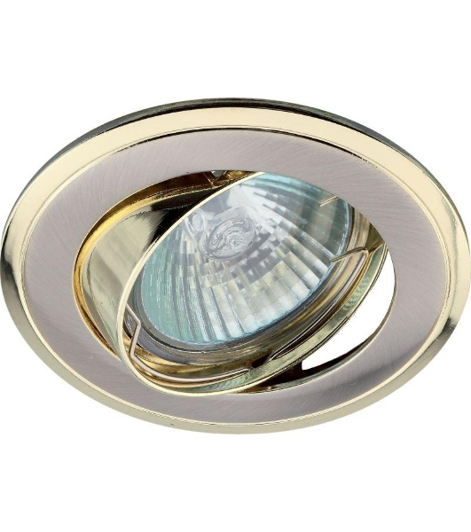 Светильник литой пов. ЭРА C0043708 KL22 А SN/G 'двойной контур' MR16,12V/220V, 50W сатин никель/золото