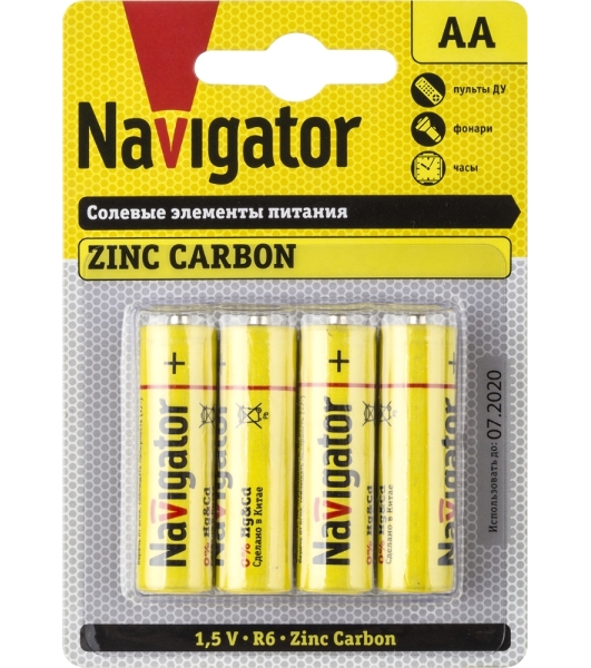 Элемент питания солевой Navigator NBT-NS-R6-BP4 (блист.4шт)