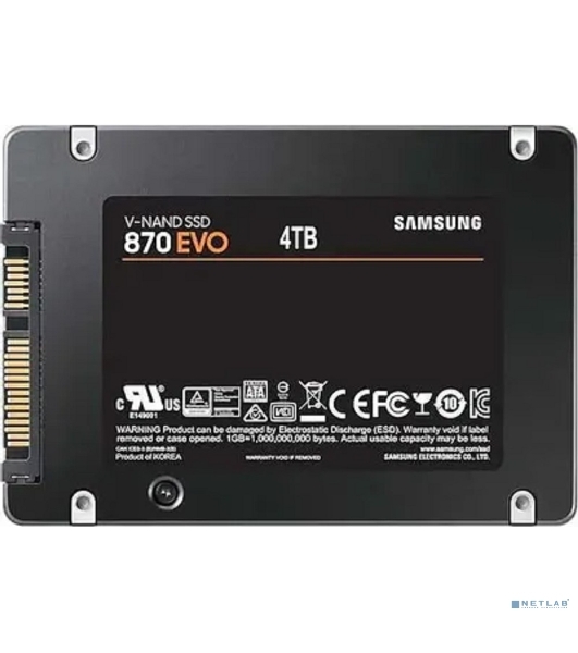 Накопитель SSD Samsung 4Tb 870 EVO, V-NAND, 2.5', SATA III, [R/W - 530/560 Mb/s]