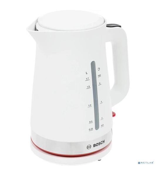 Электрочайник Bosch TWK4M221 белый, 1.7 л, 2400 Вт, скрытый нагревательный элемент