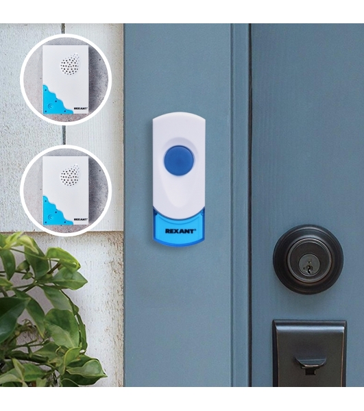 Звонок дверной беспроводной Rexant с двумя вызывными панелями кнопка IP 44 RX-5