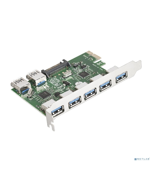 Контроллер ExeGate EXE-317 PCI-E 2.0, 5*USB 3.0 ext + 2*USB 3.0 int, разъем доп.питания (OEM)