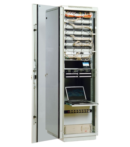 Шкаф телеком. напольный 42U (600x600) дверь стекло (ШТК-М-42.6.6-1ААА) (3 коробки)