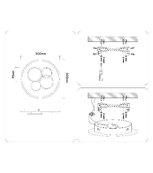 Светильник Ambrella light FL4802 WH/BK белый/черный 3000K-6400K 70W D500*95 (ПДУ ИК)