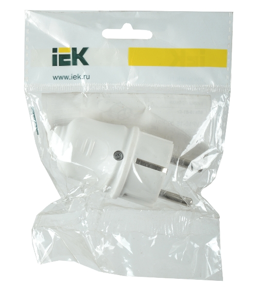 Вилка IEK EVP10-16-01-K01 ВПп10-01-Ст разборная прямая с з/к 16А белая