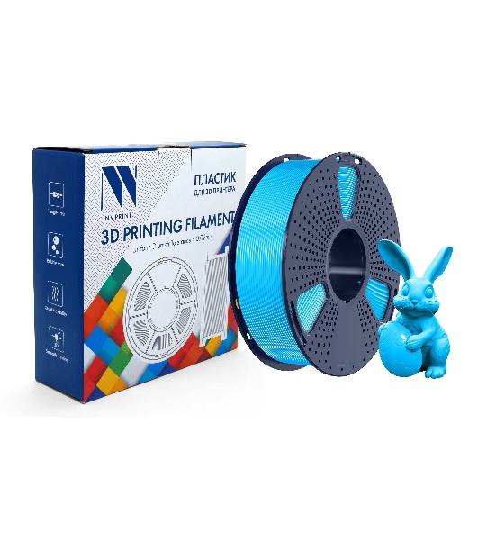Филамент NVPrint PETG Glow Blue для 3D печати диаметр 1.75мм длина 330 метров масса 1 кг