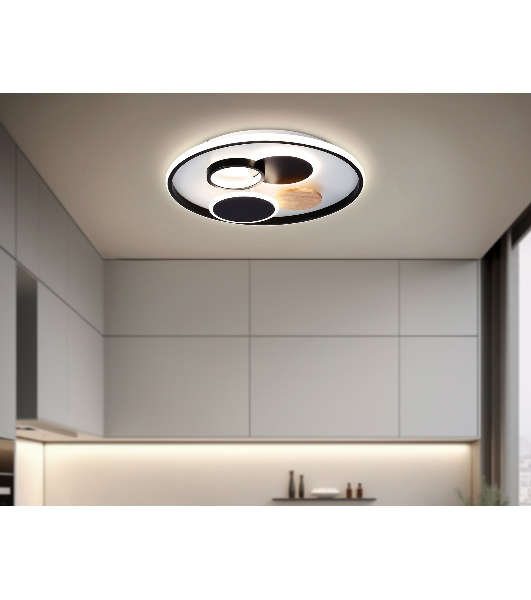 Светильник Ambrella light FL4802 WH/BK белый/черный 3000K-6400K 70W D500*95 (ПДУ ИК)