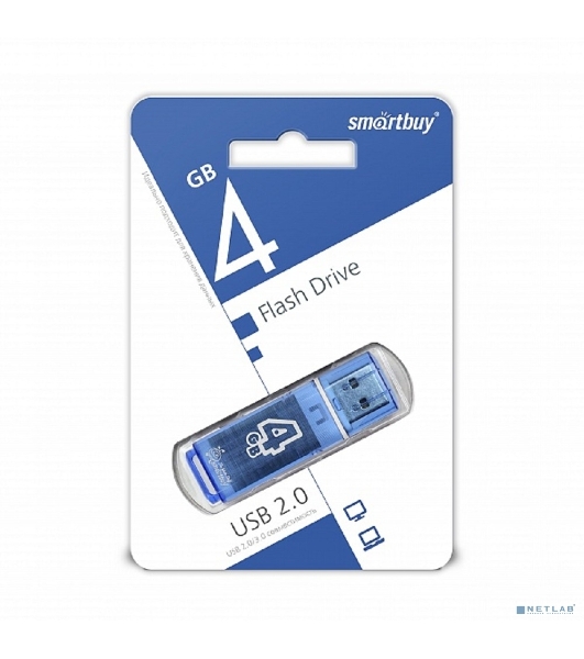 Флешка USB Smartbuy Glossy series Blue (SB4GbGS-B), 4Gb, USB 2.0, R/W 25/15, синий