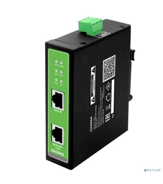 Инжектор PoE Digma DNP90W48GDXM 10/100/1000BASE-T 90Вт 37-57В(DC)