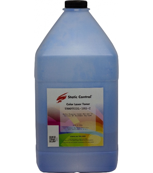 Тонер Static Control TRMPTCOL-1KG-C голубой флакон 1000гр. для принтера HP CLJCP1515/Canon MF8330