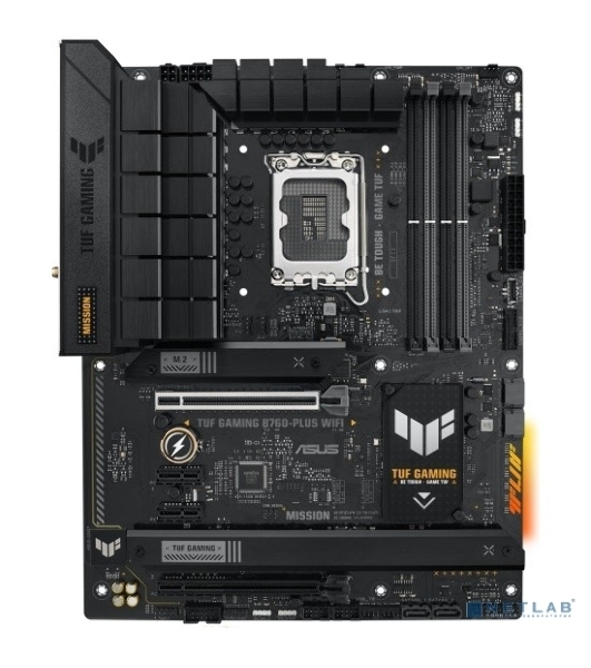 Материнская плата ASUS TUF GAMING B760-PLUS WIFI, LGA 1700, Intel B760, 4xDDR5, 4xSATA, 3xM.2, 1xPCI-E 5.0 x16, 1xPCI-E 3.0 x4, 1xUSB-A 3.2 Gen 2, 3xUSB-A 3.2 Gen 1, 1xUSB-C 3.2 Gen 2x2, 1x2.5Gb LAN, 5x3.5 мм, 7.1, Wi-Fi 6, Bluetooth 5.2, Standard-ATX