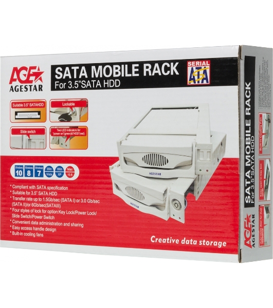 Сменный бокс для HDD AgeStar SR3P-SW-2F SATA пластик черный 3.5'