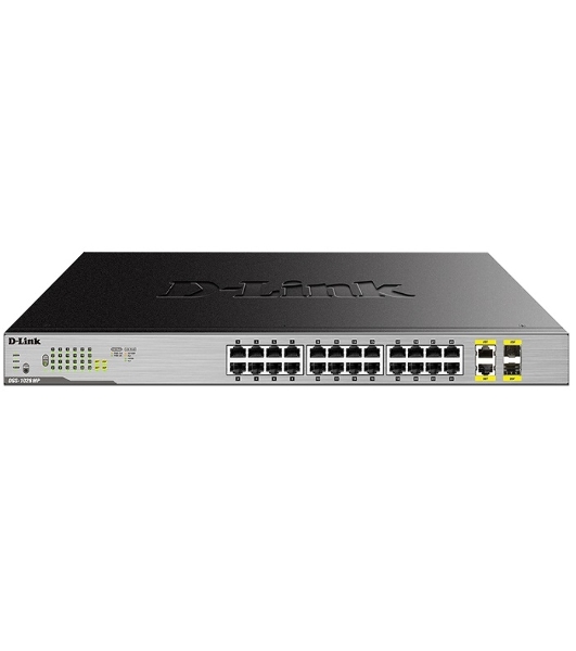 Коммутатор D-Link DGS-1026MP/A1A, 24×1 Гбит/с + 2×1 Гбит/с Combo, неуправляемый