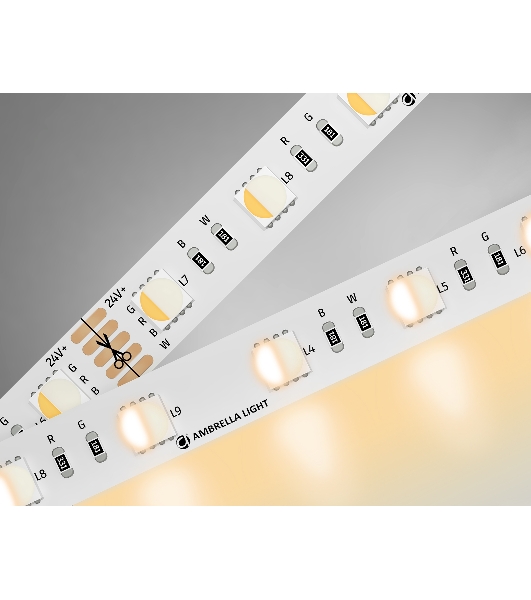 Светодиодная лента Ambrella light GS4401 5050 60Led /10W m/ 24V IP20 RGBW+3000K/ 5000*10*1.87mm (5 конт.)
