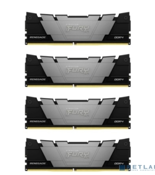Оперативная память Kingston Fury Renegade, 64Gb (4x16GB), DDR4, 3600MHz, CL16, DIMM, с радиаторами, серый/черный