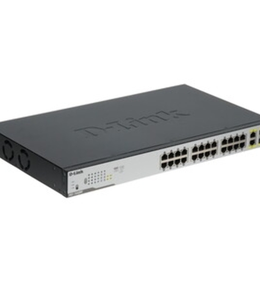 Коммутатор D-Link DGS-1026MP/A1A, 24×1 Гбит/с + 2×1 Гбит/с Combo, неуправляемый