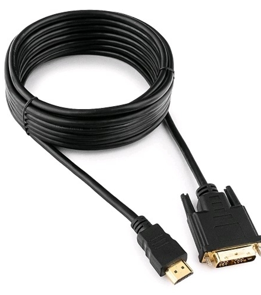 Кабель HDMI-DVI Cablexpert CC-HDMI-DVI-15, 19M/19M, single link, медь, позол.разъемы, экран, 4.5м, черный, пакет