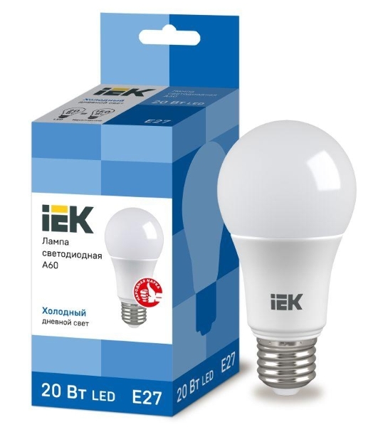 Лампа светодиодная IEK LLE-A60-20-230-65-E27 ECO A60 20 Вт грушевидная 230В 6500К E27