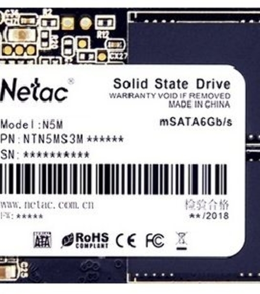 Накопитель SSD Netac N5M, 512Gb, mSATA, R/W 540/490