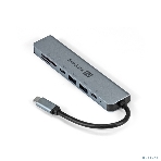 USB-концентратор ExeGate EX293983RUS DUB-21C/PD/CR/H (кабель-адаптер USB Type-C --> 2xUSB3.0 + Card Reader + PD 100W + HDMI 4K@60Hz, Plug&Play, серый), фото 1
