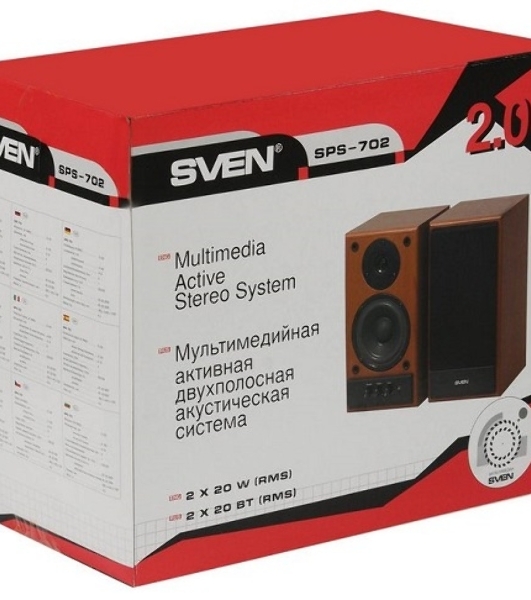 Акустическая система SVEN SPS-702 2.0 коричневый/орех 40Вт