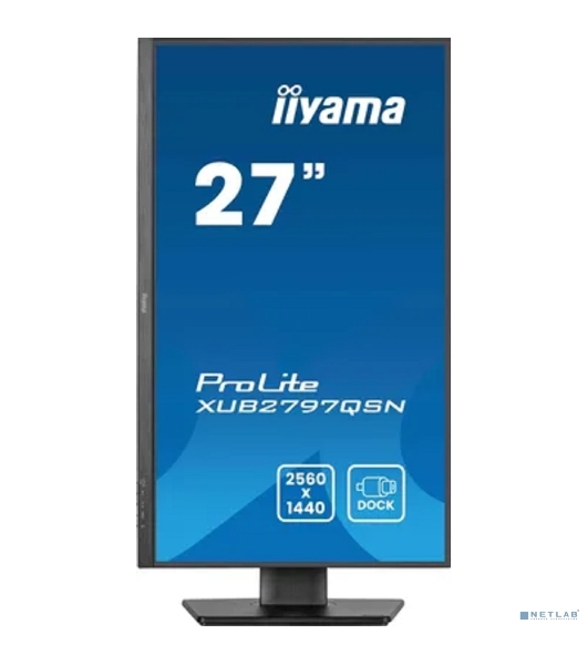Монитор 27' Iiyama ProLite XUB2797QSN-B2 IPS 2560x1440, 100 Гц, 1 мс, 16:9, 300 кд/м², HDMI 2.0, DP 1.4, 3.5 Jack, USB-C (65 Вт), USB Hub (3x USB 3.0), Ethernet, динамики (2x2 Вт), Adaptive-Sync, черный