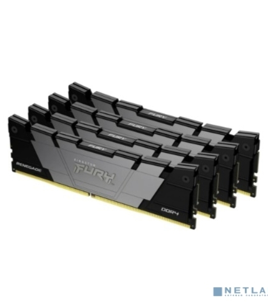 Оперативная память Kingston Fury Renegade, 64Gb (4x16GB), DDR4, 3600MHz, CL16, DIMM, с радиаторами, серый/черный