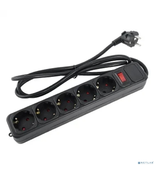 Сетевой фильтр Perfeo 'REAL POWER', 1,8м, 5 розеток, 16А, 3500 Вт, тройная защита, черный.
