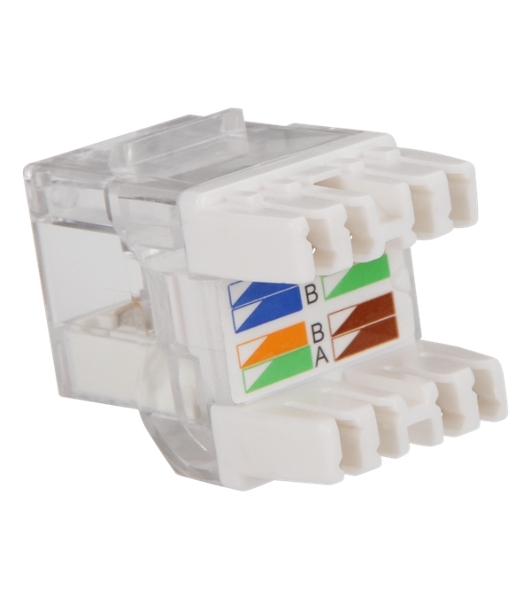 Модуль розеточный с индикатором Keystone, RJ45, кат.5E, UTP, 180 градусов, с индикатором, белый