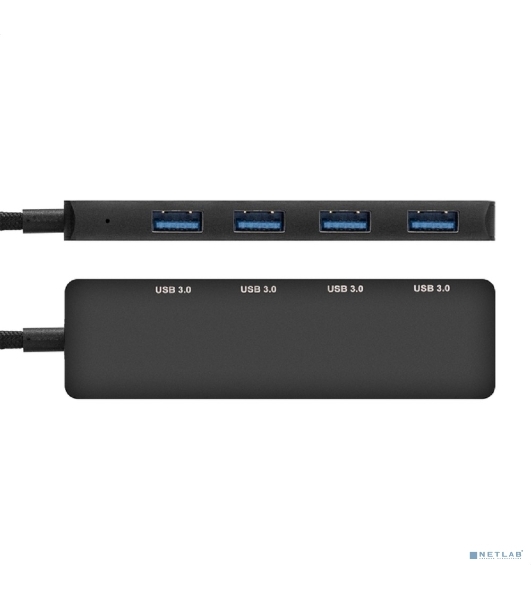 USB-концентратор 4-в-1 ExeGate DUB-4C/3 (кабель-адаптер USB Type C --> 4xUSB3.0, Plug&Play, черный)