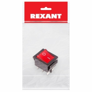 Выключатель клавишный Rexant 250V 15А (6с) ON-ON красный с подсветкой (RWB-506, SC-767)