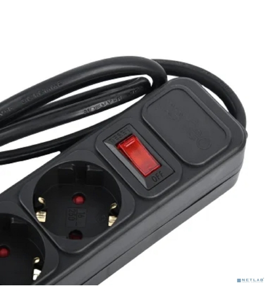 Сетевой фильтр Perfeo 'REAL POWER', 1,8м, 5 розеток, 16А, 3500 Вт, тройная защита, черный.