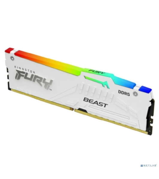 Оперативная память Kingston Fury Beast, DDR5, 32Gb (1x32Gb), 5600MHz, CL40, DIMM, с радиаторами, RGb, белый