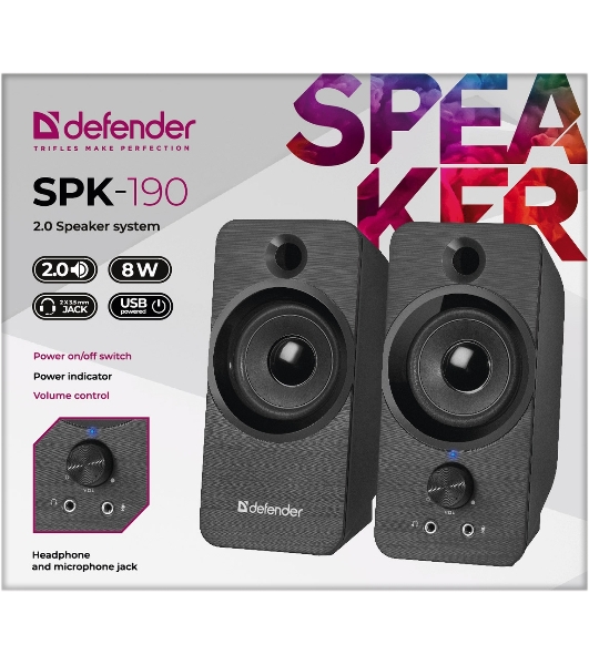 Акустическая система Defender 2.0 SPK-190 черный