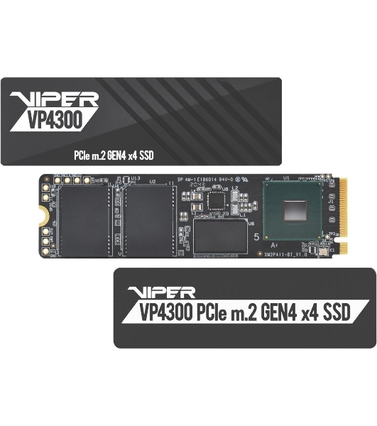 Накопитель SSD Patriot Viper VP4300, 2Tb, PCIe 4.0 x4, M.2 2280, NVMe, R/W 7400/6800, с радиатором