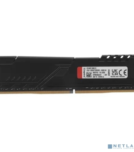 Оперативная память Kingston Fury Beast, DDR4, 16GB (1x16GB), 3600MHz, CL18, DIMM, с радиатором, черный
