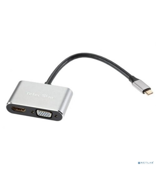 USB-концентратор Telecom TUC055, USB Type-C, HDMI/USB/PD/VGA, USB