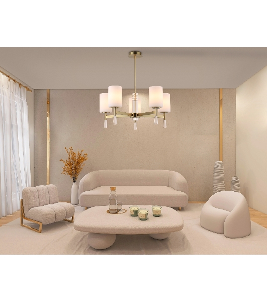 Люстра Ambrella light LH56261/5 BS/FR латунь/белый матовый E27/5 max 60W D600*590