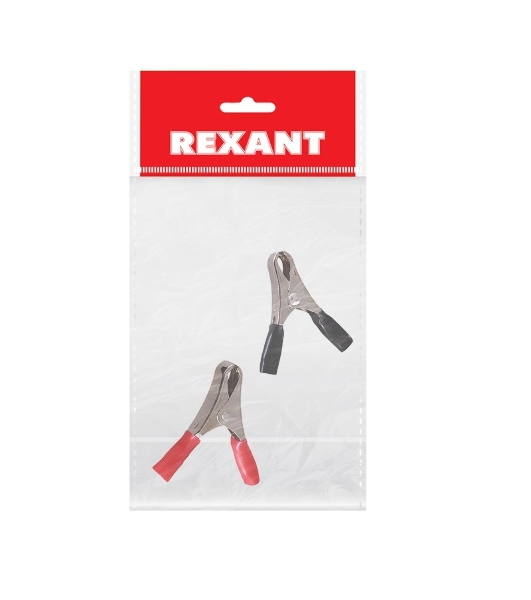 Зажим крокодил Rexant, длина 50 мм, ток 10A, 2 шт., пакет БОПП